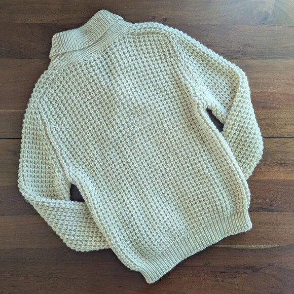 Falcarraugh Classic Irish Wool Shawl Collar Warm Winter Cable Knit Sweater L - Picture 6 of 8